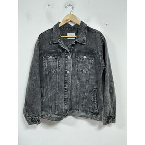 Womans Excellent Cond. Old Navy Boyfriend ButtonUp Jean Jacket Large Faded Black